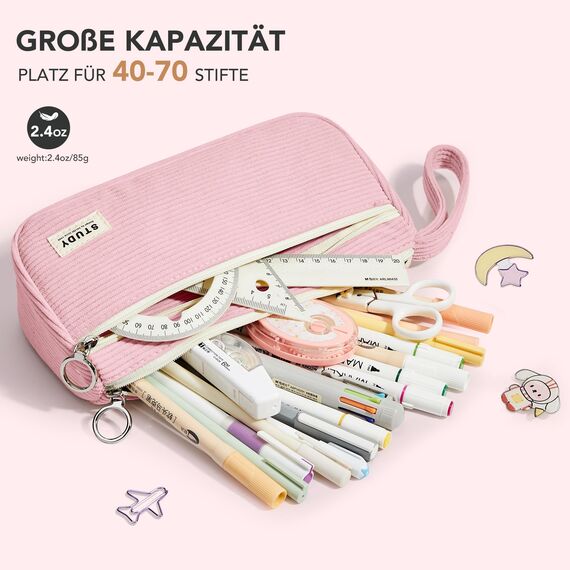 KALIDI Cord-Stoff Federmäppchen mit 3 Fächer Große Kapazität Mäppchen Federtasche Stiftetasche Pencil Case Bleistifttasche für Schule & Büro