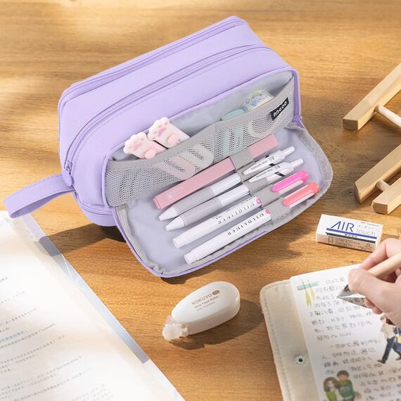 TZEKING Federmäppchen Große Kapazität - 4 Fächer Pencil Case, Teenager Mädchen, Reißverschluss, Langlebig, Schreibwaren Stifttasche Tragbare