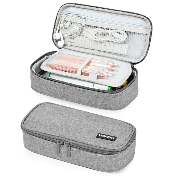 YOKUMA Federmäppchen mäppchen federtasche federmappe etui Schule groß Kapazität für Teenager Erwachsene schlamppermäppchen federpenal schulmäppchen Aesthetic Pencil case (grau)