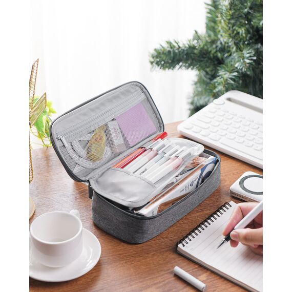 YOKUMA Federmäppchen mäppchen federtasche federmappe etui Schule groß Kapazität für Teenager Erwachsene schlamppermäppchen federpenal schulmäppchen Aesthetic Pencil case (grau)