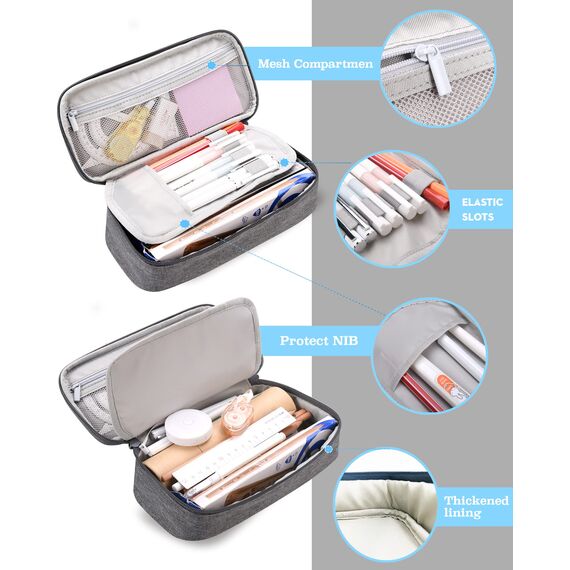 YOKUMA Federmäppchen mäppchen federtasche federmappe etui Schule groß Kapazität für Teenager Erwachsene schlamppermäppchen federpenal schulmäppchen Aesthetic Pencil case (grau)