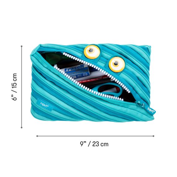 ZIPIT Wildlings Federmäppchen für Jungen, Extra Großes Mäppchen für die Schule, Monster Etui für Kinder, Federmappe Blau