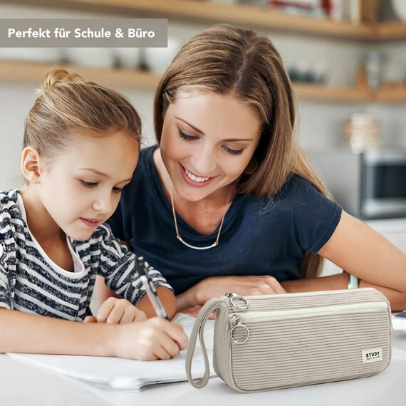 KALIDI Mäppchen Federmäppchen Mädchen Teenager Stiftetasche Stiftemappe Cord-Stoff Federtasche Pencil Case Schulmäppchen für Schule, College, Arbeit