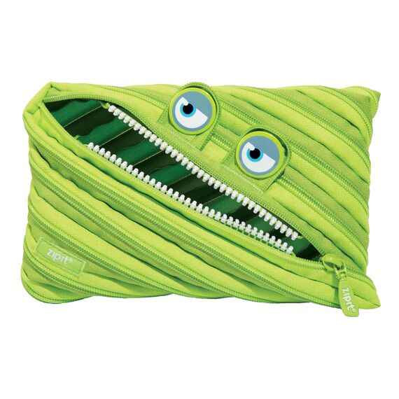 ZIPIT Wildlings Federmäppchen für Jungen, Extra Großes Mäppchen für die Schule, Monster Etui für Kinder, Federmappe Grün