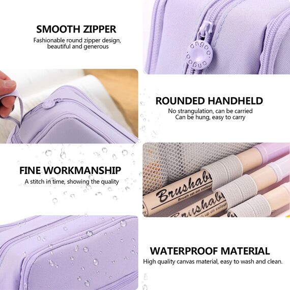 TZEKING Federmäppchen Große Kapazität - 4 Fächer Pencil Case, Teenager Mädchen, Reißverschluss, Langlebig, Schreibwaren Stifttasche Tragbare