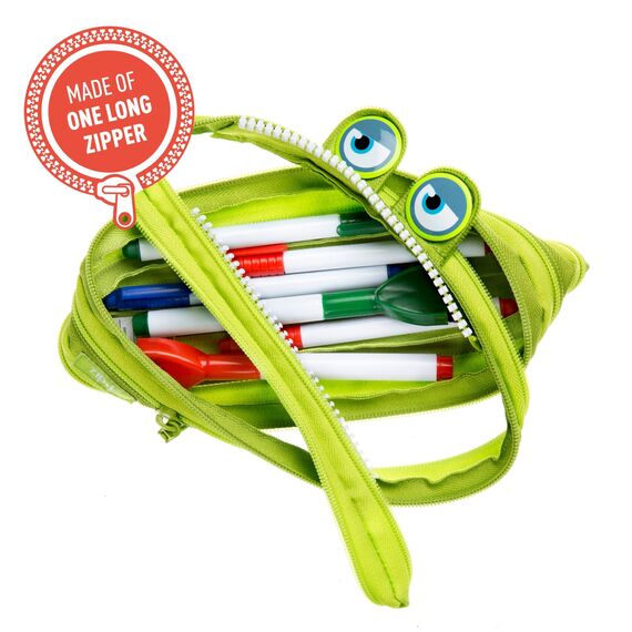 ZIPIT Wildlings Federmäppchen für Jungen, Großes Mäppchen für die Schule, Monster Etui für Kinder, Federmappe Grün