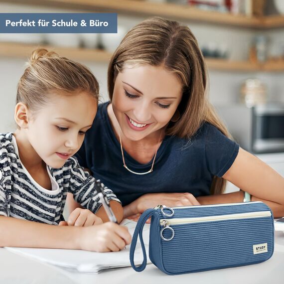 KALIDI Mäppchen Federmäppchen Mädchen Teenager Stiftetasche Stiftemappe Cord-Stoff Federtasche Pencil Case Schulmäppchen für Schule, College, Arbeit