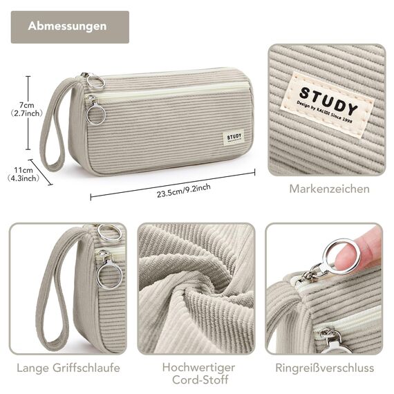 KALIDI Mäppchen Federmäppchen Mädchen Teenager Stiftetasche Stiftemappe Cord-Stoff Federtasche Pencil Case Schulmäppchen für Schule, College, Arbeit