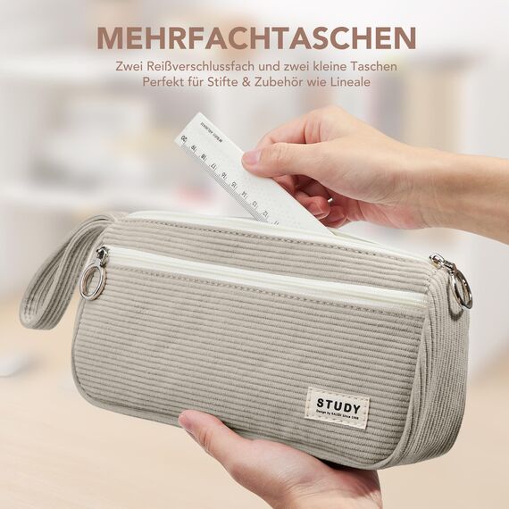KALIDI Mäppchen Federmäppchen Mädchen Teenager Stiftetasche Stiftemappe Cord-Stoff Federtasche Pencil Case Schulmäppchen für Schule, College, Arbeit