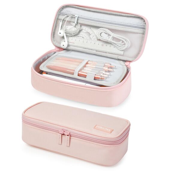 YOKUMA Federmäppchen mäppchen federtasche federmappe etui Schule groß Kapazität für mädchen Teenager Erwachsene schlamppermäppchen federpenal schulmäppchen Aesthetic Pencil case (Rosa)