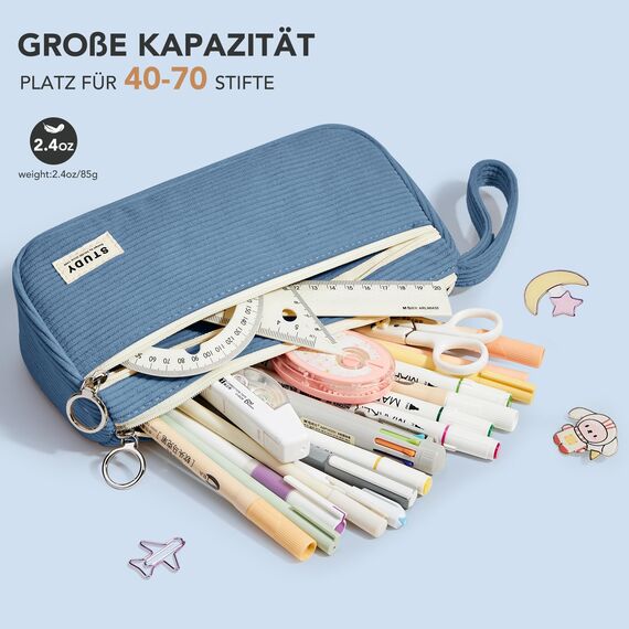 KALIDI Mäppchen Federmäppchen Mädchen Teenager Stiftetasche Stiftemappe Cord-Stoff Federtasche Pencil Case Schulmäppchen für Schule, College, Arbeit