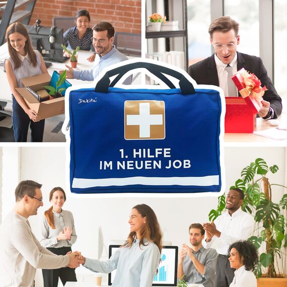 Dakita Erste-Hilfe Tasche zum Abschied von Kollegen – Lustiges Geschenk zum Jobwechsel – 28×18×8 cm – blau – ohne Inhalt