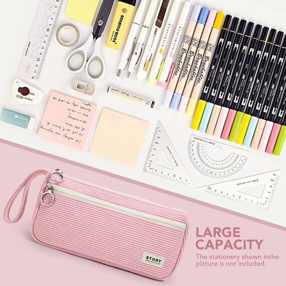 KALIDI Cord-Stoff Federmäppchen mit 3 Fächer Große Kapazität Mäppchen Federtasche Stiftetasche Pencil Case Bleistifttasche für Schule & Büro