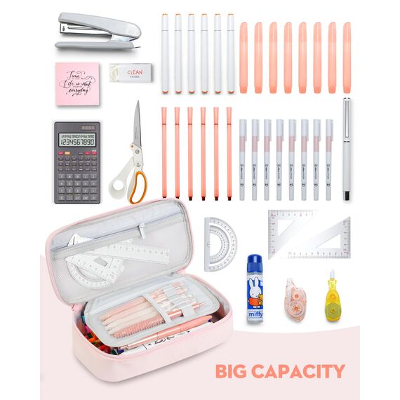 YOKUMA Federmäppchen mäppchen federtasche federmappe etui Schule groß Kapazität für mädchen Teenager Erwachsene schlamppermäppchen federpenal schulmäppchen Aesthetic Pencil case (Rosa)