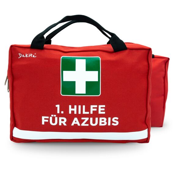 Dakita Erste-Hilfe Tasche für Azubis – Lustiges Geschenk zum Ausbildungsstart oder zur Prüfung – 28×18×8 cm – rot, ohne Inhalt