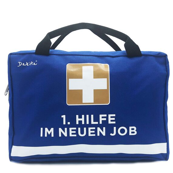 Dakita Erste-Hilfe Tasche zum Abschied von Kollegen – Lustiges Geschenk zum Jobwechsel – 28×18×8 cm – blau – ohne Inhalt
