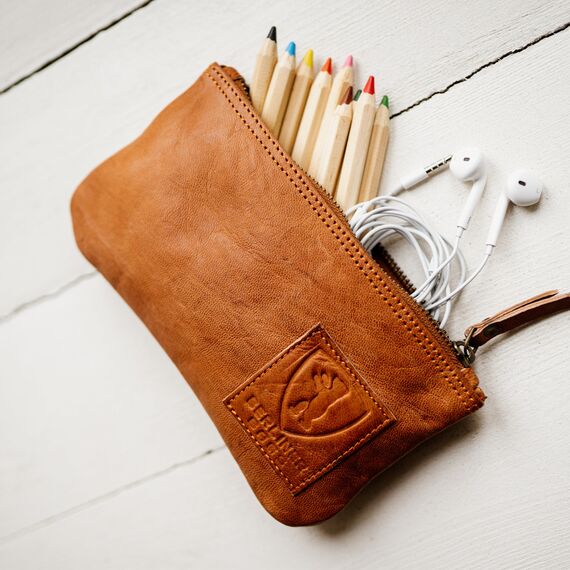 Berliner Bags Vintage Federmäppchen aus echtem Leder – Handgefertigtes Etui mit YKK-Reißverschluss, Federmappe - Braun