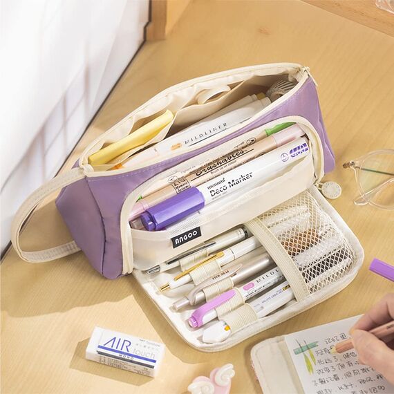 SeBeLi Federmäppchen Mäppchen Mädchen Groß Kapazität Federtasche Federmappe Etui für Teenager Mädchen Erwachsene Schlamppermäppchen Aesthetic Pencil case (Dunkelviolett)