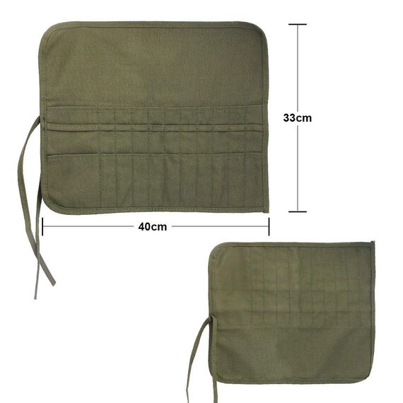 Stifterolle, Jtdeal Rollmäppchen Leinwand Pinseltasche Federmäppchen stifteetui Pinsel Etui Case für Künstler Feder Aquarell Öl-Pinsel,Armee Grün