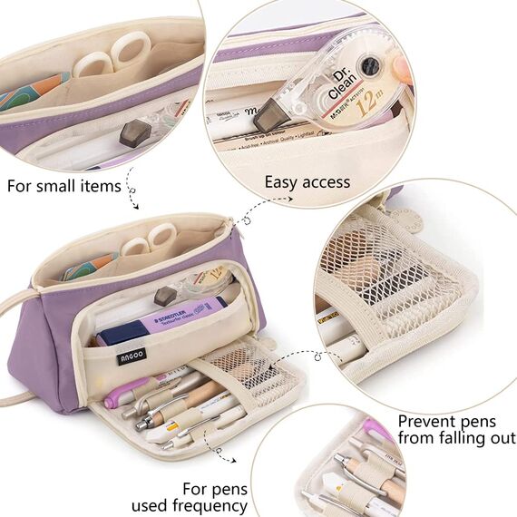 SeBeLi Federmäppchen Mäppchen Mädchen Groß Kapazität Federtasche Federmappe Etui für Teenager Mädchen Erwachsene Schlamppermäppchen Aesthetic Pencil case (Dunkelviolett)