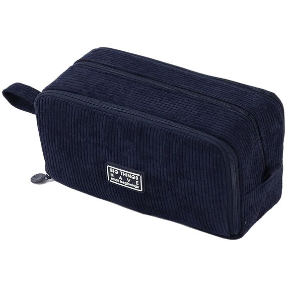 Federmäppchen Federtaschen Mädchen Mäppchen, Große Kapazität Pencil Case Cord Federmäppchen für Schule & Büro Erwachsener Mädchen Geschenk, Navy
