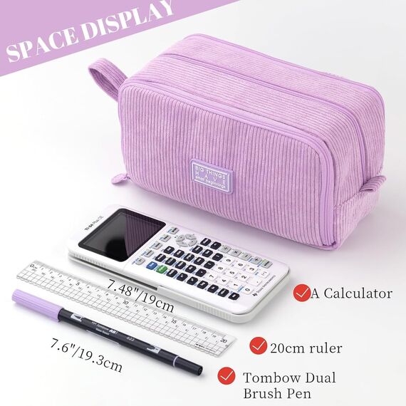 Federmäppchen Federtaschen Mädchen Mäppchen, Große Kapazität Pencil Case Cord Federmäppchen für Schule & Büro Erwachsener Mädchen Geschenk, Purple