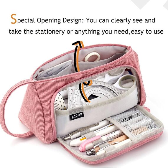 SeBeLi Federmäppchen Federtaschen Teenager Mädchen Mäppchen, Große Kapazität Pencil Case für Schule & Büro Erwachsener Mädchen Geschenk, 21x11cm (Rosa #2)