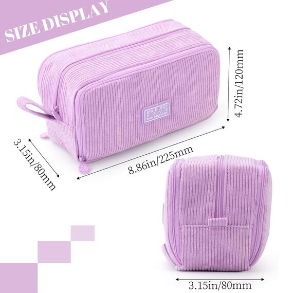 Federmäppchen Federtaschen Mädchen Mäppchen, Große Kapazität Pencil Case Cord Federmäppchen für Schule & Büro Erwachsener Mädchen Geschenk, Purple
