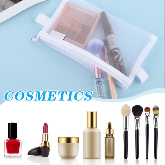 3 Stück Federmäppchen Transparent,Zip Mesh Reißverschluss Beutel,Groß Kapazität Mäppchen,Nylon-Netzstoff Stifttasche Federtaschen Schreibwaren Aufbewahrungsbeutel,für Reise Kosmetik Schule Bürobedarf