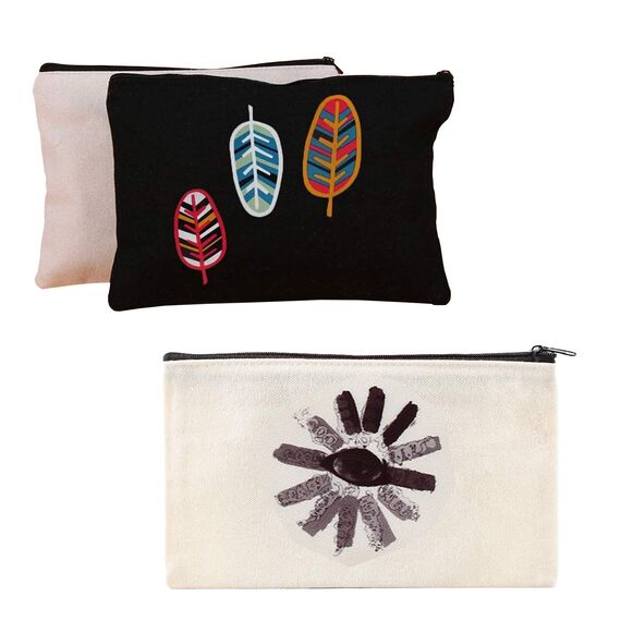 10 Stück Blanko Stoffbeutel, DIY Stoffbeutel mit Reißverschluss Blanko Federmäppchen Kosmetiktasche Schminktasche Kulturbeutel Mehrzweck Leinwand Mäppchen Stiftemäppchen zum DIY Bemalen