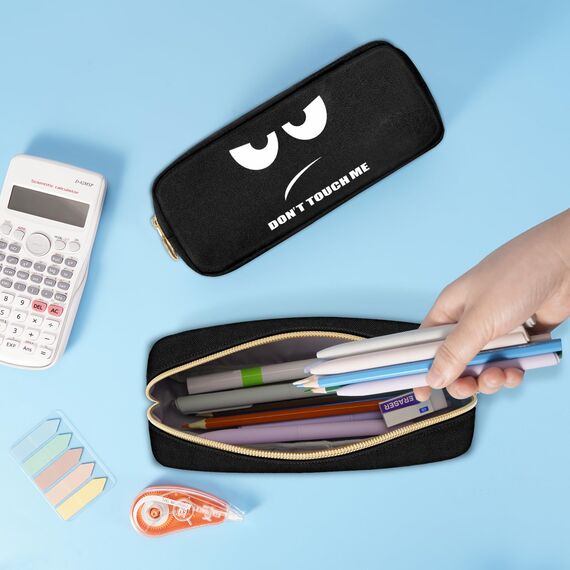 FINPAC Federmäppchen Mäppchen - Große Kapazität Federtasche Stiftetasche Schlamperbox Bleistiftbeutel Schulmäppchen für Schule Büro, Don't Touch Schwarz