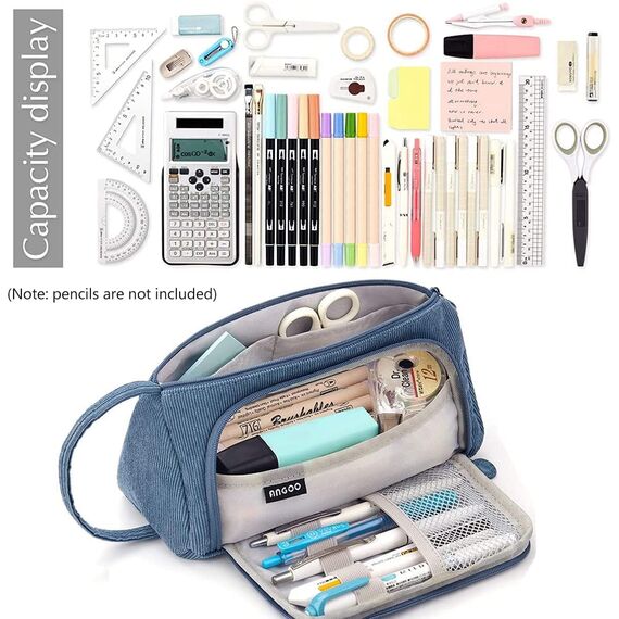 SeBeLi Federmäppchen Federtaschen Teenager Mädchen Mäppchen, Große Kapazität Pencil Case für Schule & Büro Erwachsener Mädchen Geschenk, 20x11cm (Blau)