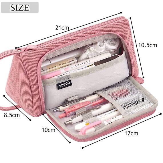 SeBeLi Federmäppchen Federtaschen Teenager Mädchen Mäppchen, Große Kapazität Pencil Case für Schule & Büro Erwachsener Mädchen Geschenk, 21x11cm (Rosa #2)