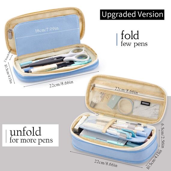 EASTHILL Federmäppchen mit grossem Fassungsvermögen Stiftebeutel Aufbewahrungstasche für Studentin Mädchen Erwachsener von Büro College Schulveranstalter - Hellblau