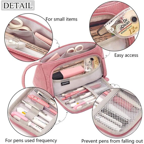 SeBeLi Federmäppchen Federtaschen Teenager Mädchen Mäppchen, Große Kapazität Pencil Case für Schule & Büro Erwachsener Mädchen Geschenk, 21x11cm (Rosa #2)