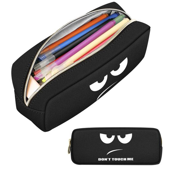 FINPAC Federmäppchen Mäppchen - Große Kapazität Federtasche Stiftetasche Schlamperbox Bleistiftbeutel Schulmäppchen für Schule Büro, Don't Touch Schwarz