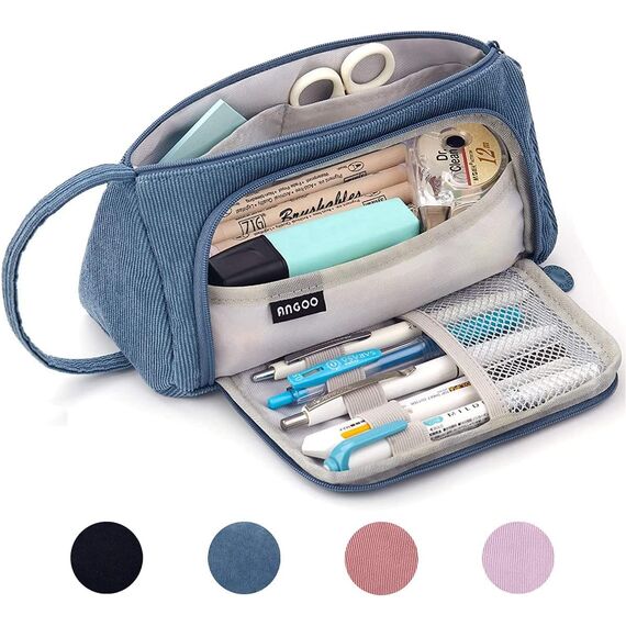SeBeLi Federmäppchen Federtaschen Teenager Mädchen Mäppchen, Große Kapazität Pencil Case für Schule & Büro Erwachsener Mädchen Geschenk, 20x11cm (Blau)