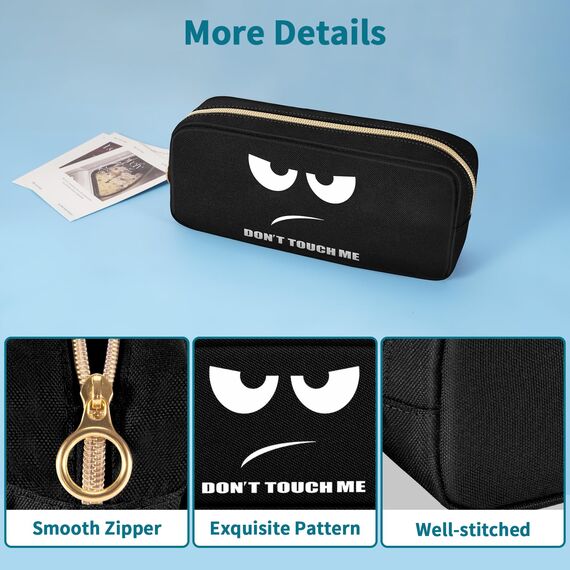 FINPAC Federmäppchen Mäppchen - Große Kapazität Federtasche Stiftetasche Schlamperbox Bleistiftbeutel Schulmäppchen für Schule Büro, Don't Touch Schwarz