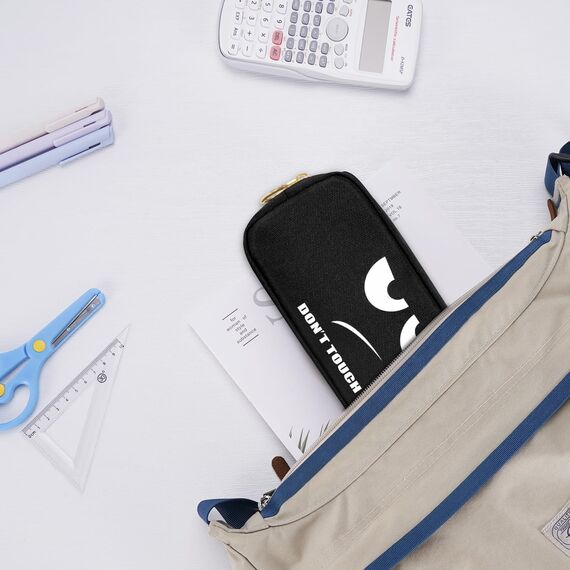 FINPAC Federmäppchen Mäppchen - Große Kapazität Federtasche Stiftetasche Schlamperbox Bleistiftbeutel Schulmäppchen für Schule Büro, Don't Touch Schwarz