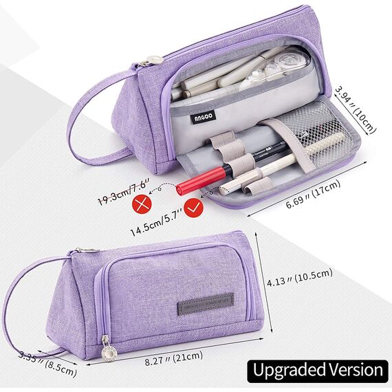 SeBeLi Federmäppchen Federtaschen Teenager Mädchen Mäppchen, Große Kapazität Pencil Case für Schule & Büro Erwachsener Mädchen Geschenk, 20x11cm (Violett)
