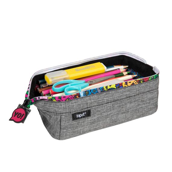 ZIPIT Lenny Federmäppchen, Großes Mäppchen für Schule und Büro, Etui mit breiter Öffnung, Federmappe Grau