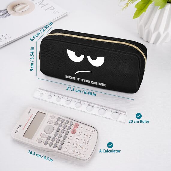 FINPAC Federmäppchen Mäppchen - Große Kapazität Federtasche Stiftetasche Schlamperbox Bleistiftbeutel Schulmäppchen für Schule Büro, Don't Touch Schwarz