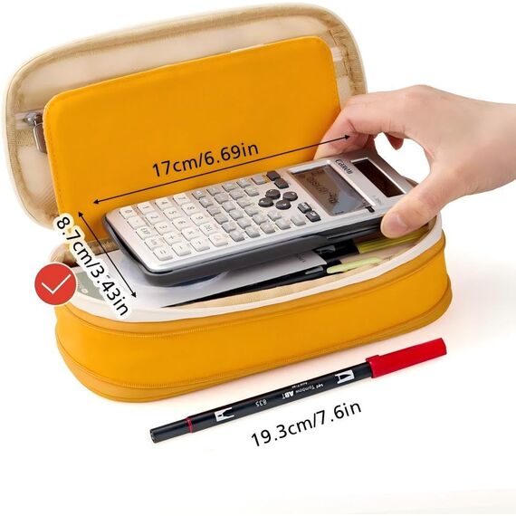 EASTHILL Federtasche mit grossem Fassungsvermögen Aufbewahrungsbeutel für Studentin Mädchen Erwachsene von Büro College Schulorganisatorin - Gelb