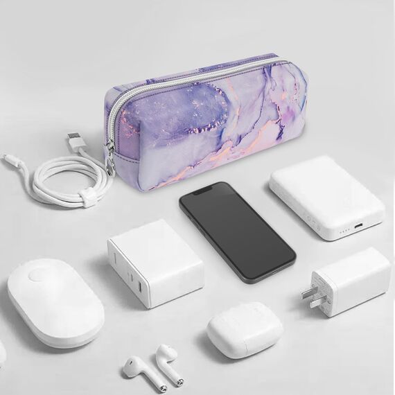 FINPAC Federmäppchen Mäppchen - Große Kapazität Federtasche Stiftetasche Schlamperbox Bleistiftbeutel Schulmäppchen für Schule Büro, Lilac Marble