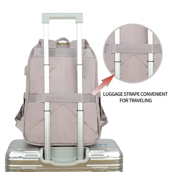 KROSER Laptop-Rucksack für Damen 15,6 Zoll (39,6 cm), stylischer Tagesrucksac, wasserabweisender Nylon-Rucksack für Reisen/Business, Rosa (Dusty Pink)