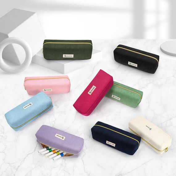 FINPAC Federmäppchen Mäppchen - Große Kapazität Federtasche Stiftetasche Schlamperbox Bleistiftbeutel Schulmäppchen für Schule Büro, Cord-Stoff Schwarz