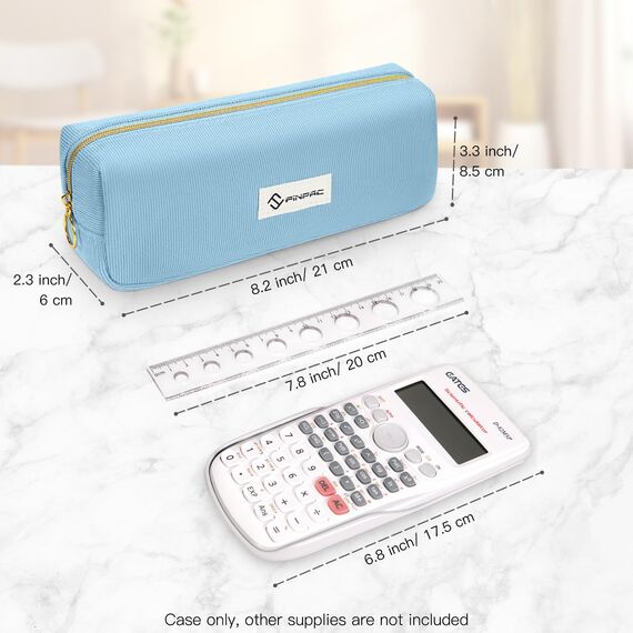 FINPAC Federmäppchen Mäppchen - Große Kapazität Federtasche Stiftetasche Schlamperbox Bleistiftbeutel Schulmäppchen für Schule Büro, Cord-Stoff Blau