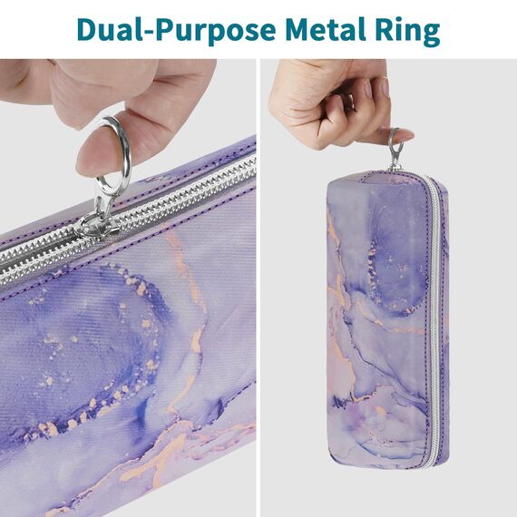 FINPAC Federmäppchen Mäppchen - Große Kapazität Federtasche Stiftetasche Schlamperbox Bleistiftbeutel Schulmäppchen für Schule Büro, Lilac Marble