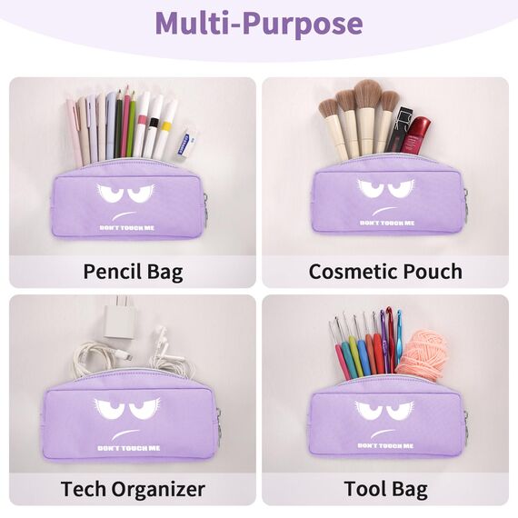 FINPAC Federmäppchen Mäppchen - Große Kapazität Federtasche Stiftetasche Schlamperbox Bleistiftbeutel Schulmäppchen für Schule Büro, Don't Touch Lila