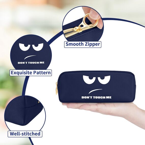 FINPAC Federmäppchen Mäppchen - Große Kapazität Federtasche Stiftetasche Schlamperbox Bleistiftbeutel Schulmäppchen für Schule Büro, Don't Touch Marineblau